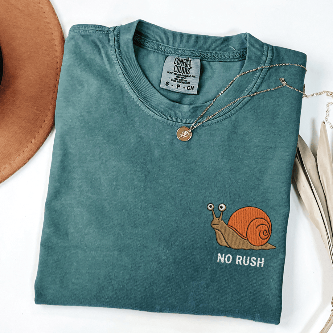 No Rush Embroidered Tee