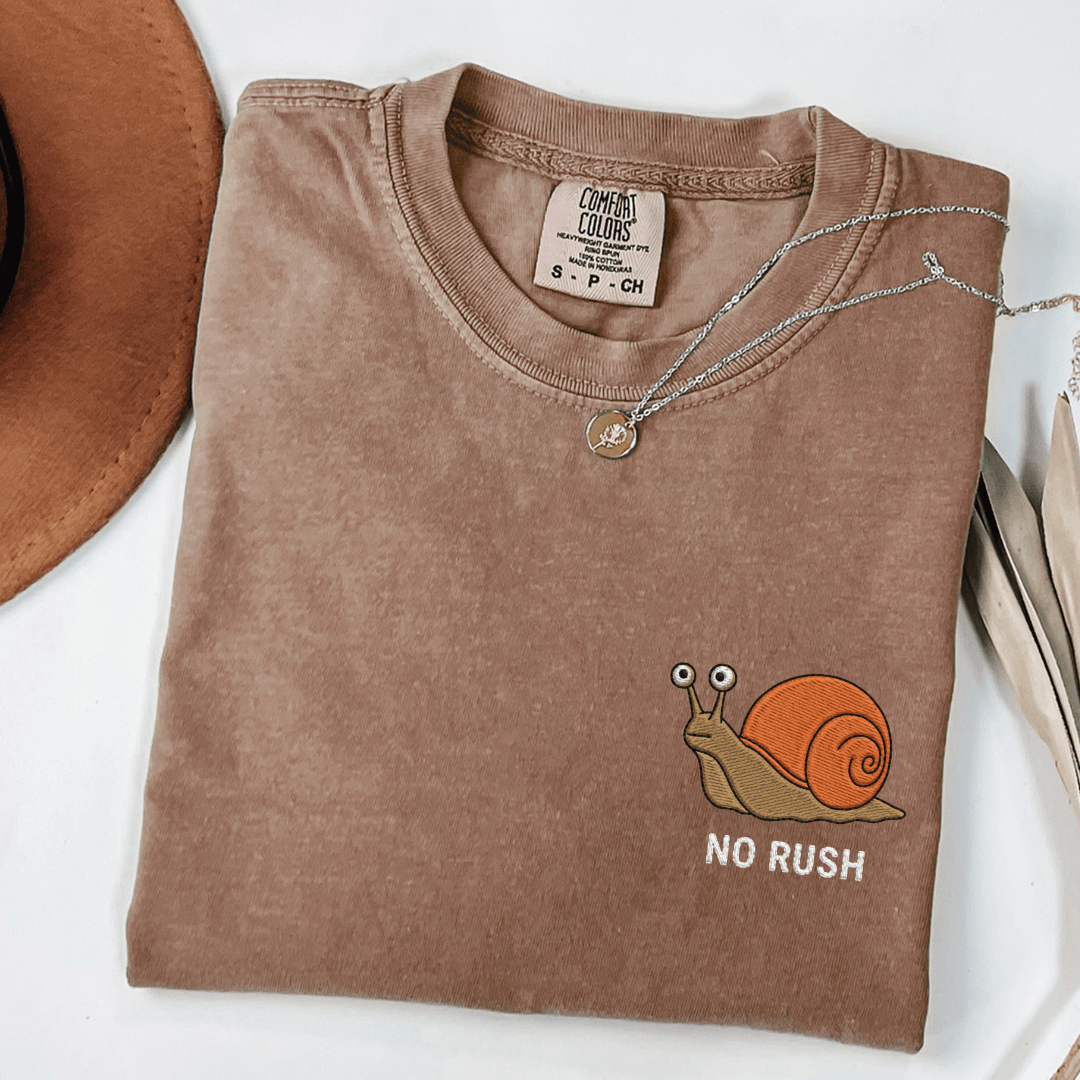 No Rush Embroidered Tee