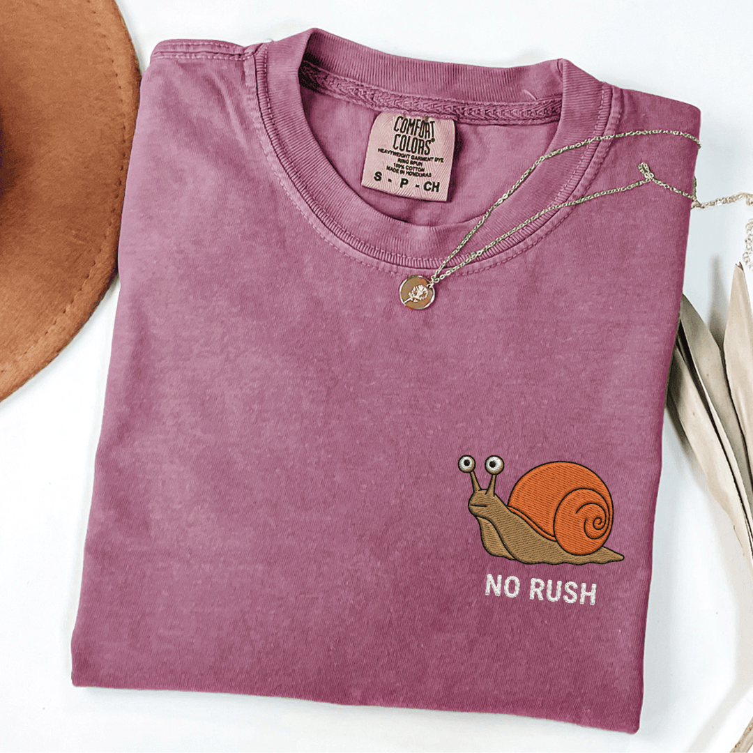 No Rush Embroidered Tee