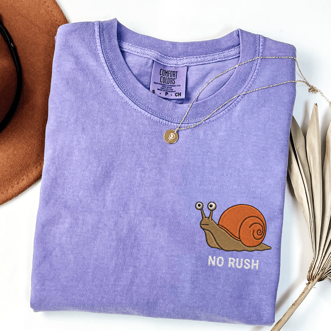 No Rush Embroidered Tee