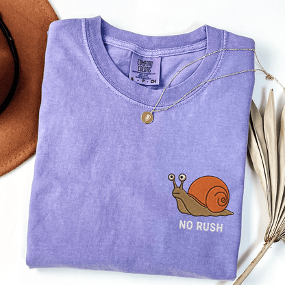 No Rush Embroidered Tee